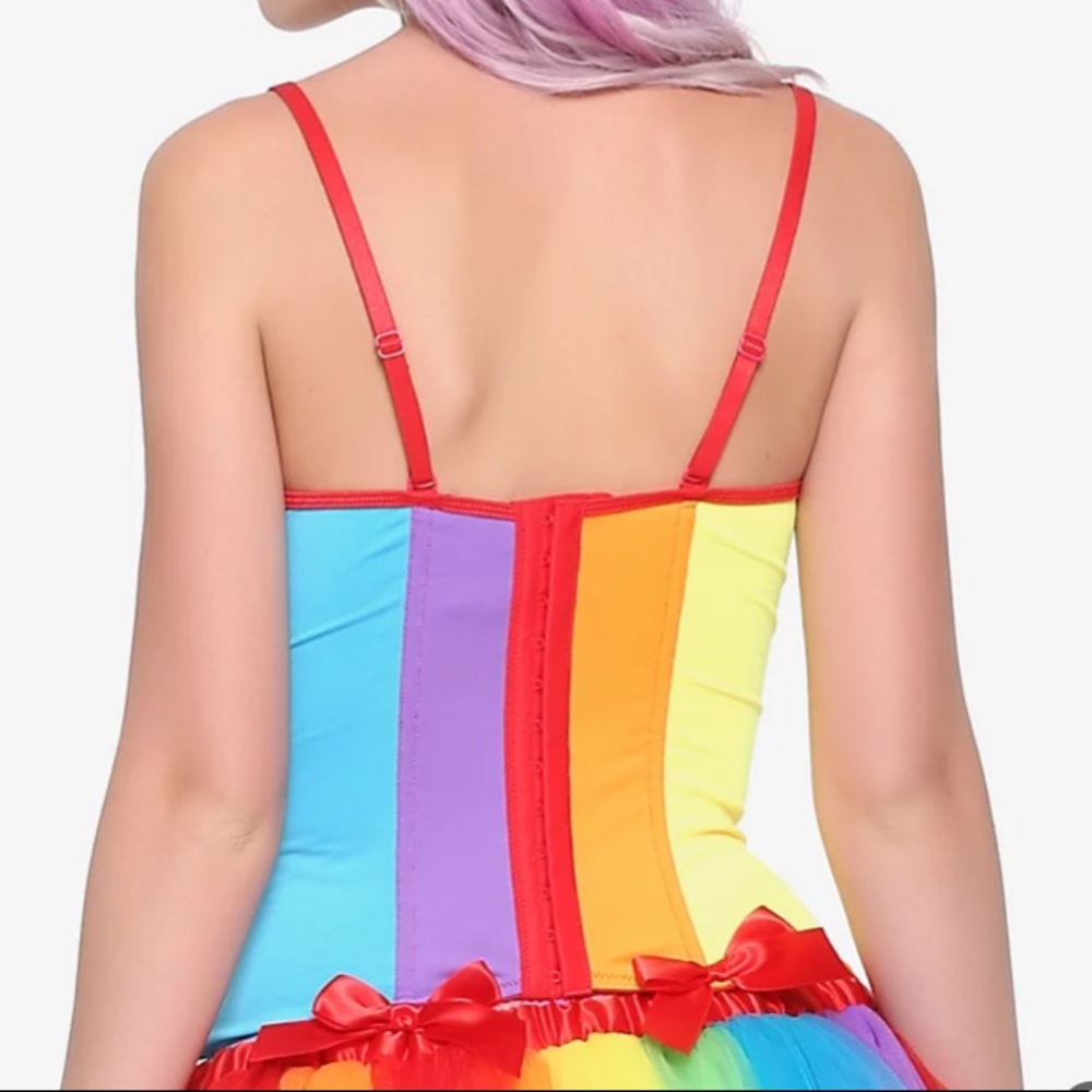 🌈Rainbow & Red Ribbon Stripe Bustier Hot Topic🌈 - Picture 3 of 3